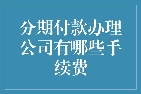 分期付款办理公司有哪些手续费