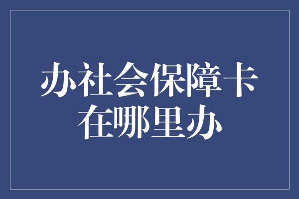 办社会保障卡在哪里办