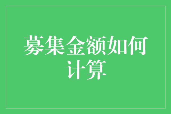 募集金额如何计算