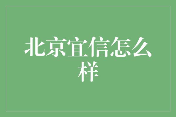 北京宜信怎么样