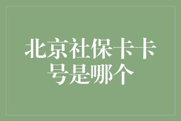 北京社保卡卡号是哪个