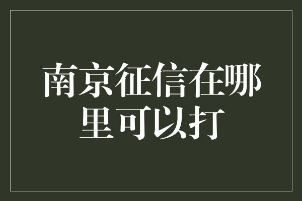 南京征信在哪里可以打