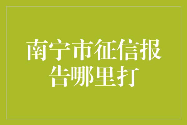 南宁市征信报告哪里打