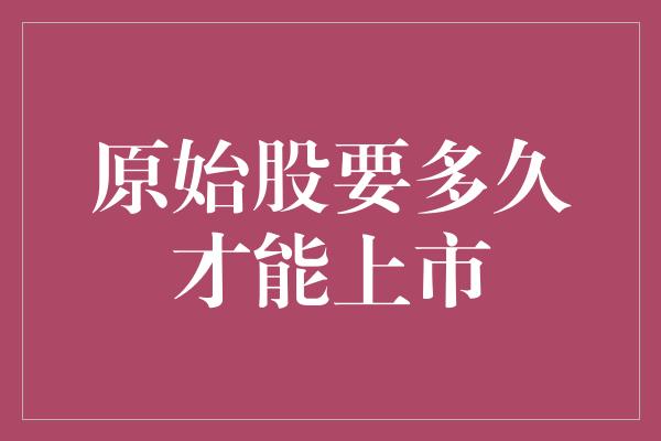 原始股要多久才能上市