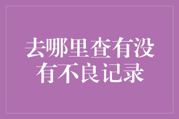 去哪里查有没有不良记录