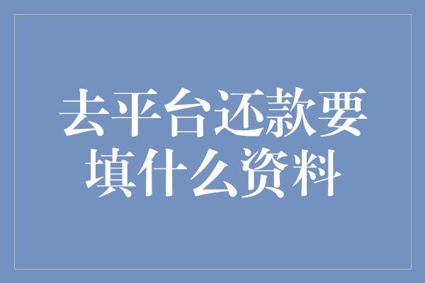 去平台还款要填什么资料