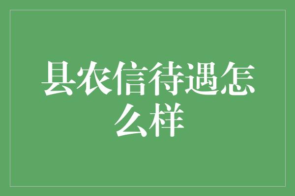 县农信待遇怎么样