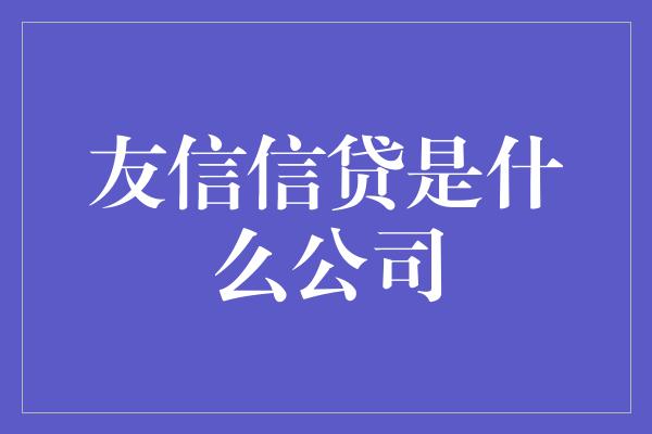 友信信贷是什么公司