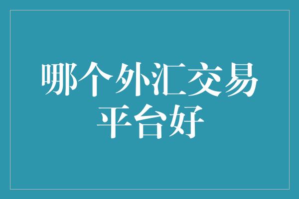 哪个外汇交易平台好