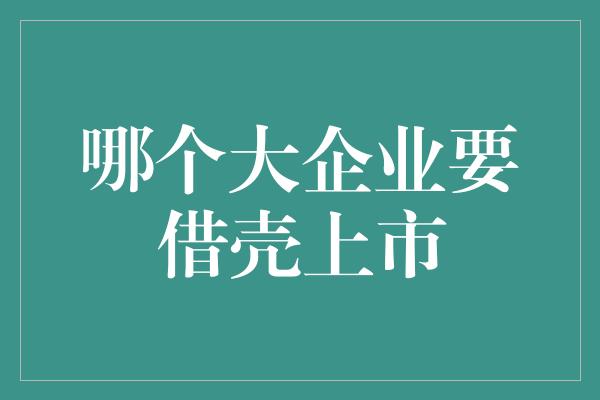 哪个大企业要借壳上市