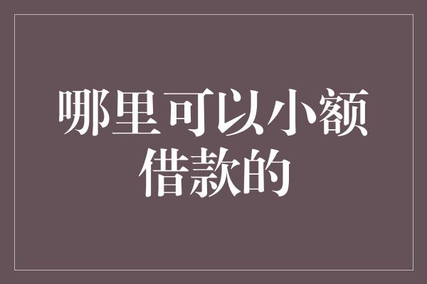 哪里可以小额借款的