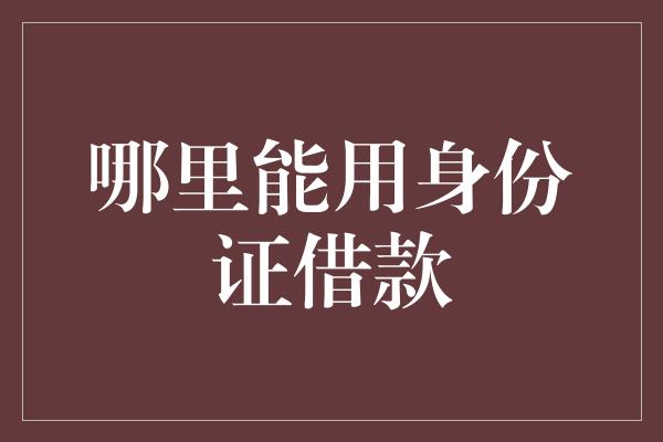 哪里能用身份证借款