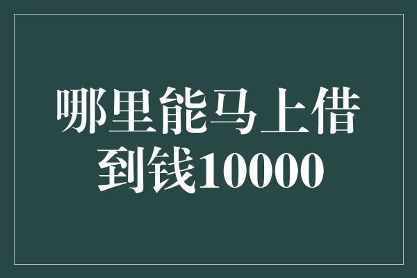 哪里能马上借到钱10000