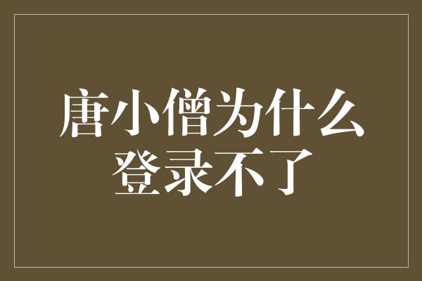 唐小僧为什么登录不了