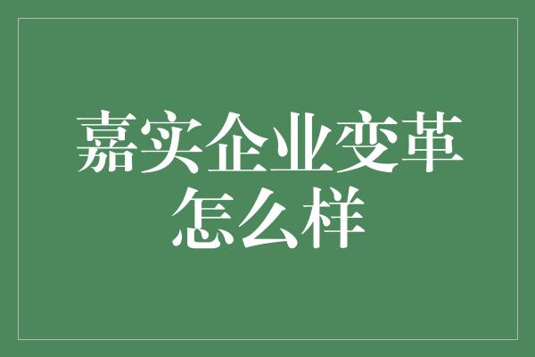 嘉实企业变革怎么样