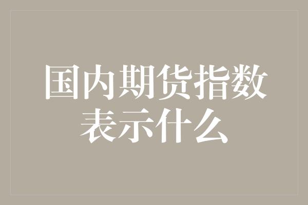 国内期货指数表示什么