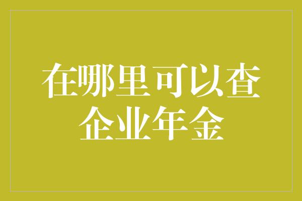 在哪里可以查企业年金