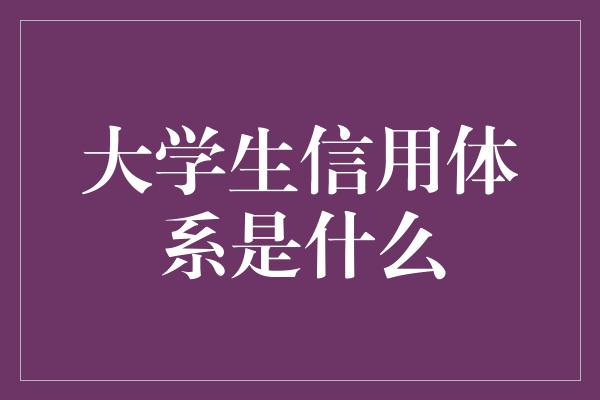 大学生信用体系是什么