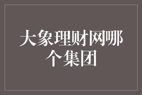 大象理财网哪个集团