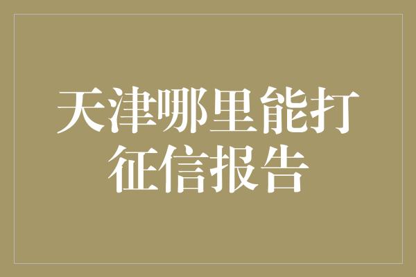 天津哪里能打征信报告