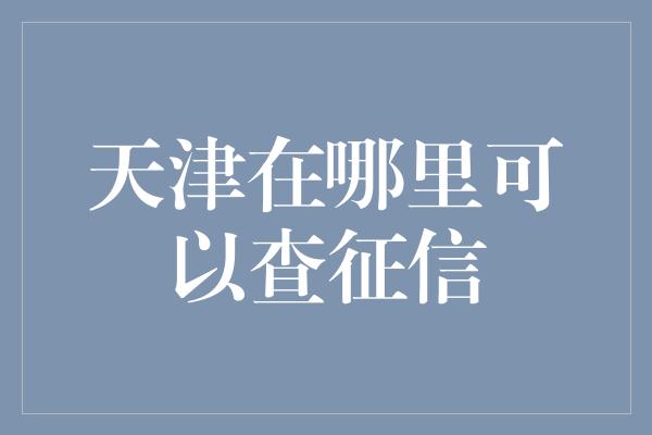 天津在哪里可以查征信