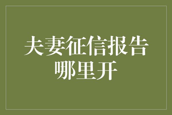 夫妻征信报告哪里开