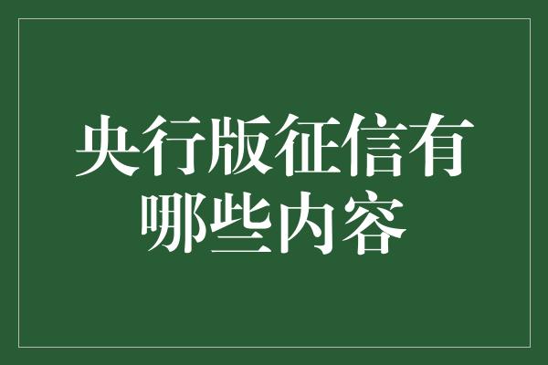 央行版征信有哪些内容