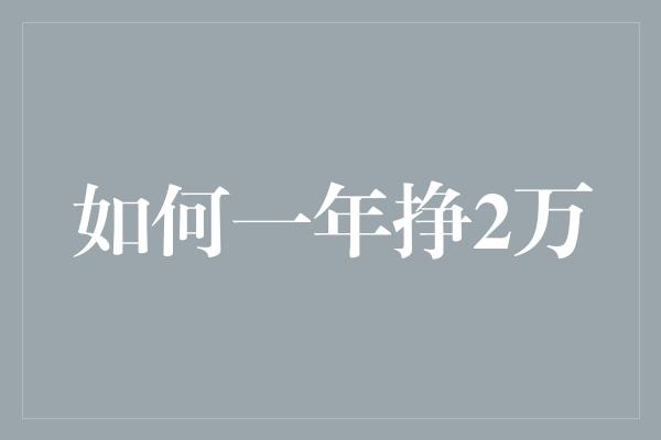 如何一年挣2万