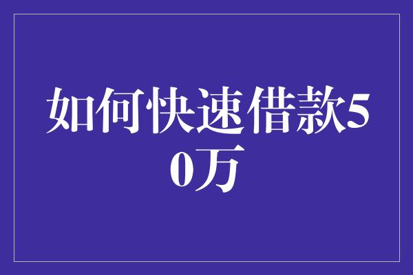 如何快速借款50万