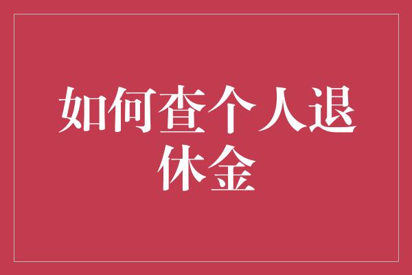 如何查个人退休金