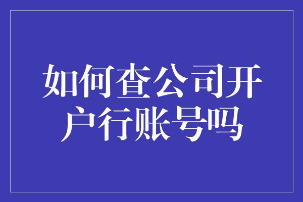 如何查公司开户行账号吗