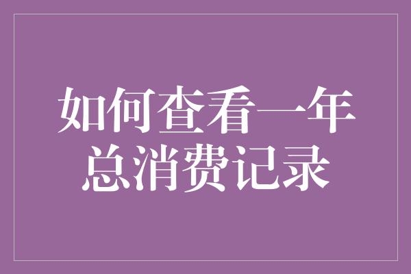 如何查看一年总消费记录