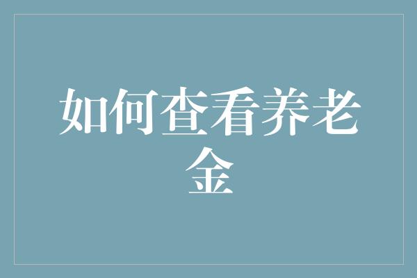 如何查看养老金