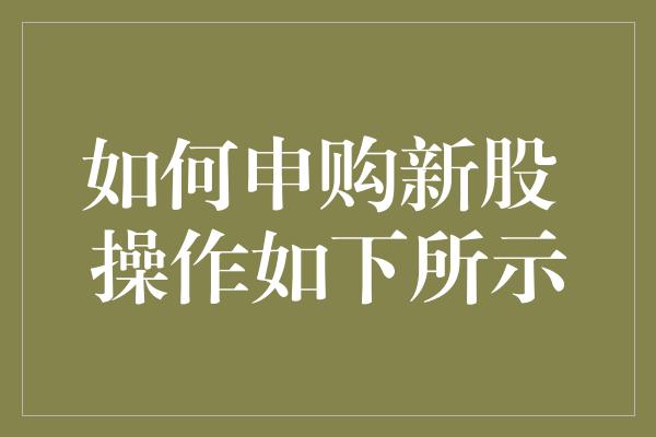 如何申购新股 操作如下所示