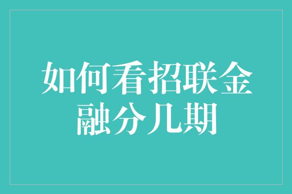 如何看招联金融分几期