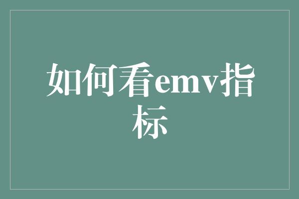 如何看emv指标