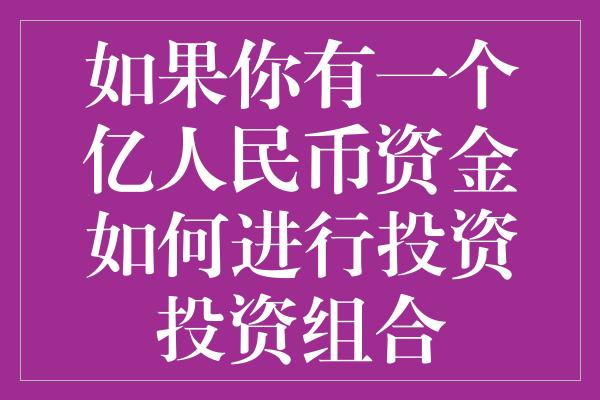 如果你有一个亿人民币资金如何进行投资投资组合