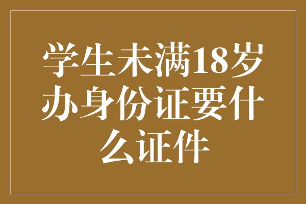 学生未满18岁办身份证要什么证件