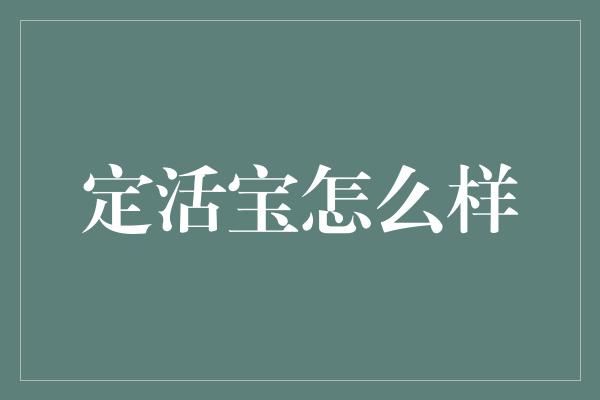 定活宝怎么样