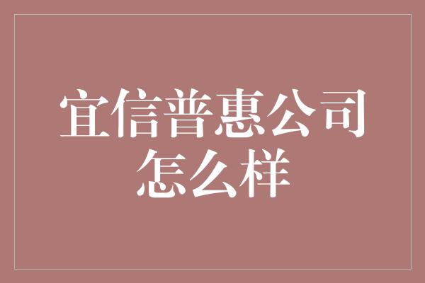 宜信普惠公司怎么样