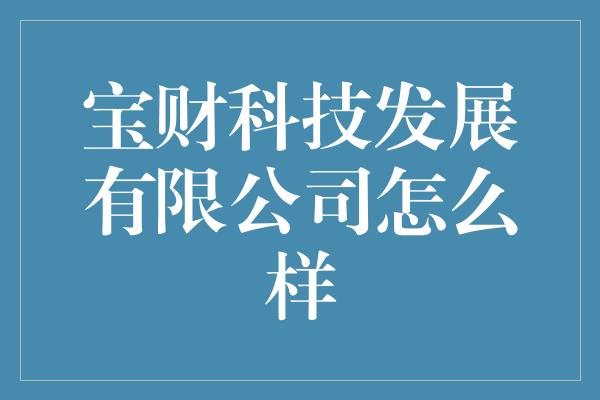 宝财科技发展有限公司怎么样