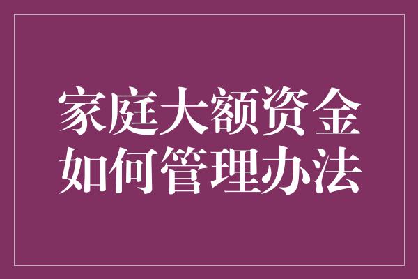 家庭大额资金如何管理办法