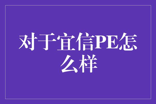 对于宜信PE怎么样