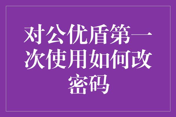 对公优盾第一次使用如何改密码