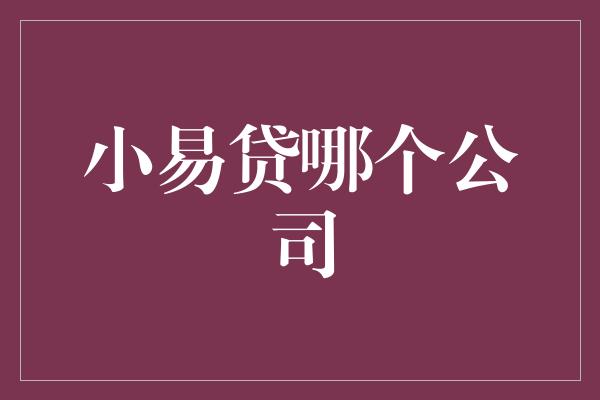 小易贷哪个公司