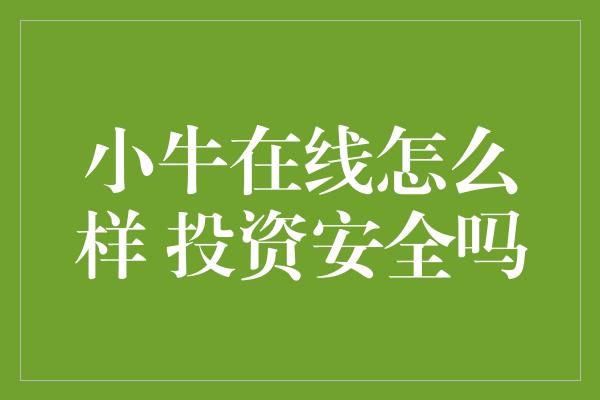 小牛在线怎么样 投资安全吗