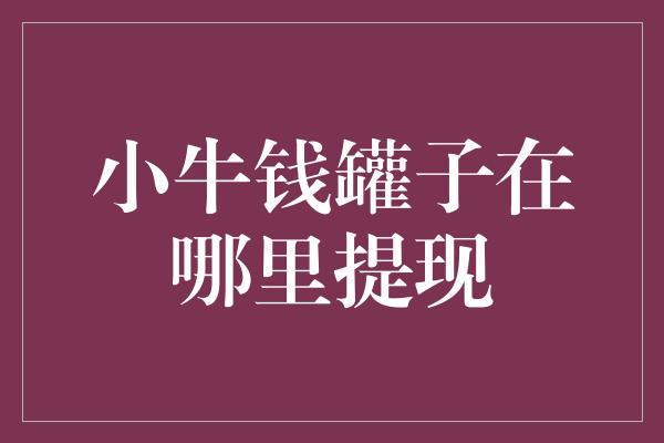 小牛钱罐子在哪里提现