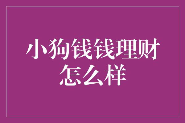 小狗钱钱理财怎么样