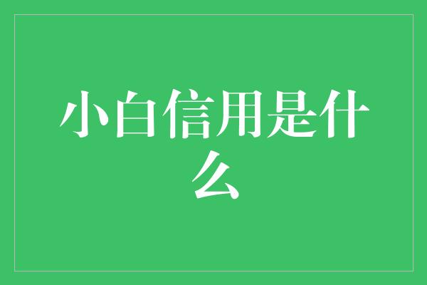 小白信用是什么