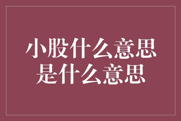 小股什么意思是什么意思